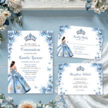 Whimsical Floral Dusty Blue Quinceañera