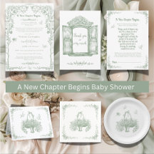 A New Chapter Begins Vintage Elegant Baby Shower