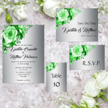 Emerald Green Roses on Silver Wedding