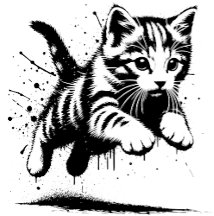 Springendes kleines Kätzchen