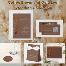 Coffee Brown and Gold Leaf Wedding Collection