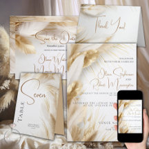 Elegant Boho Ivory and Gold Pampas 