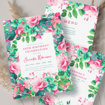 Spring Summer Watercolor Floral 80th Birthday Set