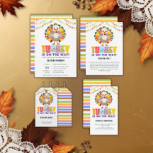 Colorful Festive Little Turkey Baby Shower