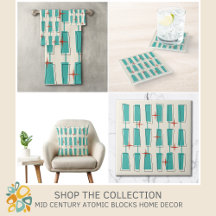 Mid Century Modern Atomic Blocks Aqua Home Decor