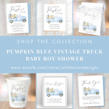 Pumpkin Blue Vintage Truck Baby Boy Shower