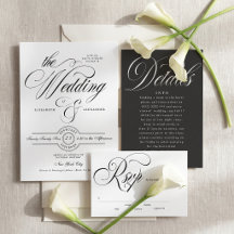 Formal Elegant Calligraphy Black Tie Wedding Suite