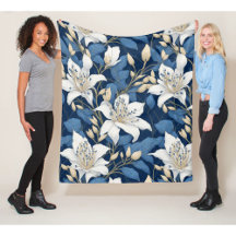 Modern Abstract White Blue Lilly 