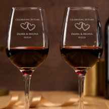 Personalized 25th Wedding Anniversary Glassware