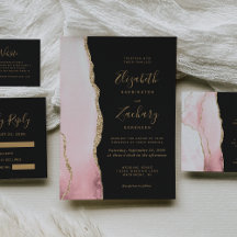 Blush Pink Gold Agate Dark Wedding Suite