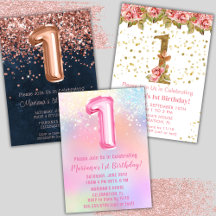 1st Birthday Invitations Digital and Print