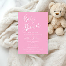 Modern Minimalist Script Baby Shower Invitations