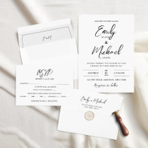 Black & White Calligraphy Wedding Suite · Emily