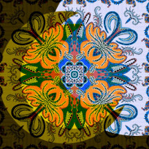 Graphic Floral Ottoman