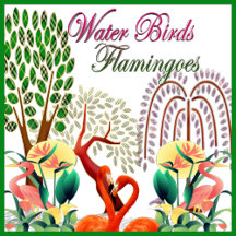 Water Birds Flamingoes with Tree Of Life