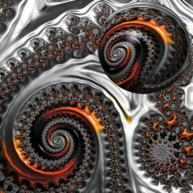 Silver and Orange Mandelbrot with Sphere