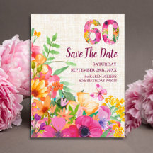 Elegant Linen Floral 60th Birthday Party Suite