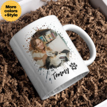 Custom Pet Photo Mug with Name – Modern Typography