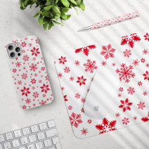 Snowflakes Red Pattern, Gray Collection