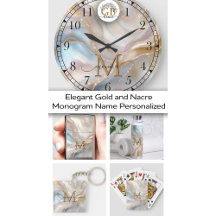 Elegant Gold and Nacre Monogram Name Personalized