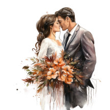 Fall Burgundy Orange Floral Alcohol Ink Wedding