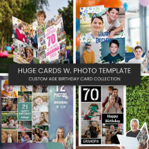 Huge Birthday Cards with Photo Collage Templates
