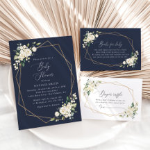 Cream White Flowers Baby Shower Collection