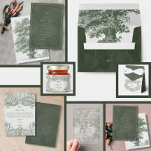 Vintage Botanical Green Garden Party Wedding Theme