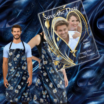 White & Gold abstract flowers on Simmery Blue Silk