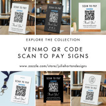 Venmo Scan To Pay QR Code Signs