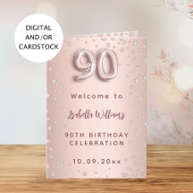 90th birthday - rose gold glitter balloon text
