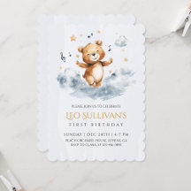 Watercolor Bear First Birthday Party Collection