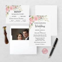 Elegant Floral Botanical Rose Pink Wedding