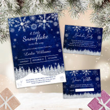 Elegant Blue Watercolor Winter Glitter Snowflake