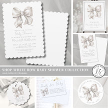 Elegant White Bow Gender Neutral Baby Shower