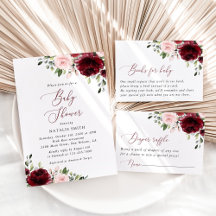 Burgundy and Blush Flowers Baby Shower Collection