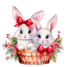 Cute Christmas Bunnies in Basket