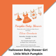 Halloween Baby Shower Girl   Little Witch Pumpkin