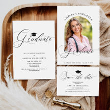 Minimalist Black and White Script Graduation 