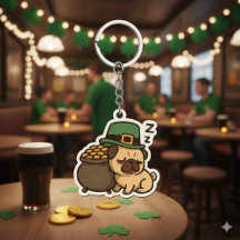 Funny Pug St.Patrick's Day Keychains