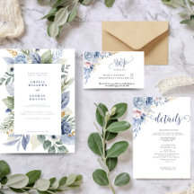 Dusty Blue Floral and Greenery Wedding Collection