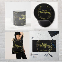 Black and Yellow Happy Thanksgiving Gift 