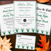 Elegant Rustic Green Grass Fall Wedding Collection