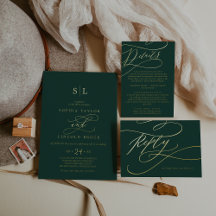 Romantic Emerald and Gold Foil Wedding Collection