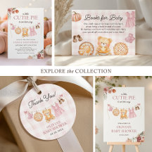 Cutie Pie Pink Fall Teddy Bear Girl Baby Shower 