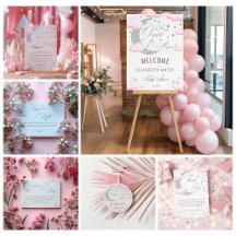 Over the Moon Silver Pink Blue Baby Shower