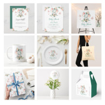 Green Pink Cute Floral Elephant Frame Baby Shower