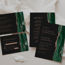 Emerald Green Agate Rose Gold Dark Wedding Suite