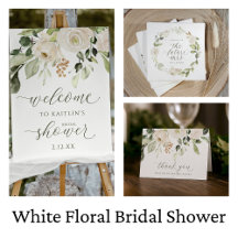 Elegant Bridal Shower White Floral Greenery
