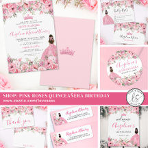 Elegant Pink Peonies Roses Floral Quinceanera